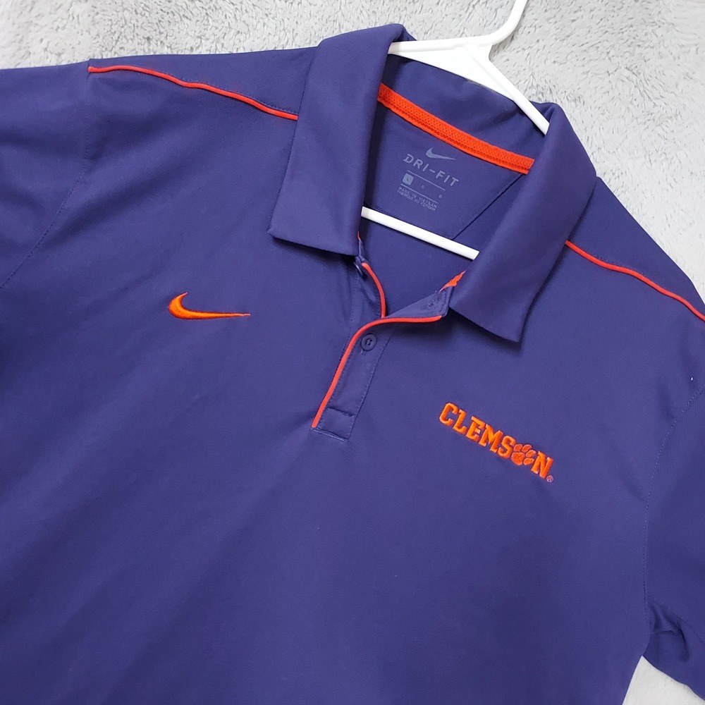 Clemson Tigers Polo Shirt Mens Large Nike On Field NCAA Dri Fit Purple College